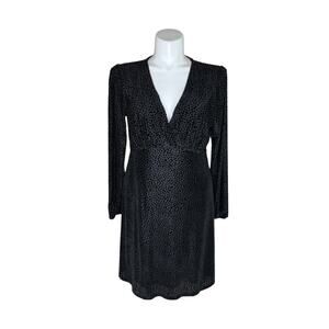 A NEW DAY Black Velvet V-Neck Fit & Flare Dress Size XL